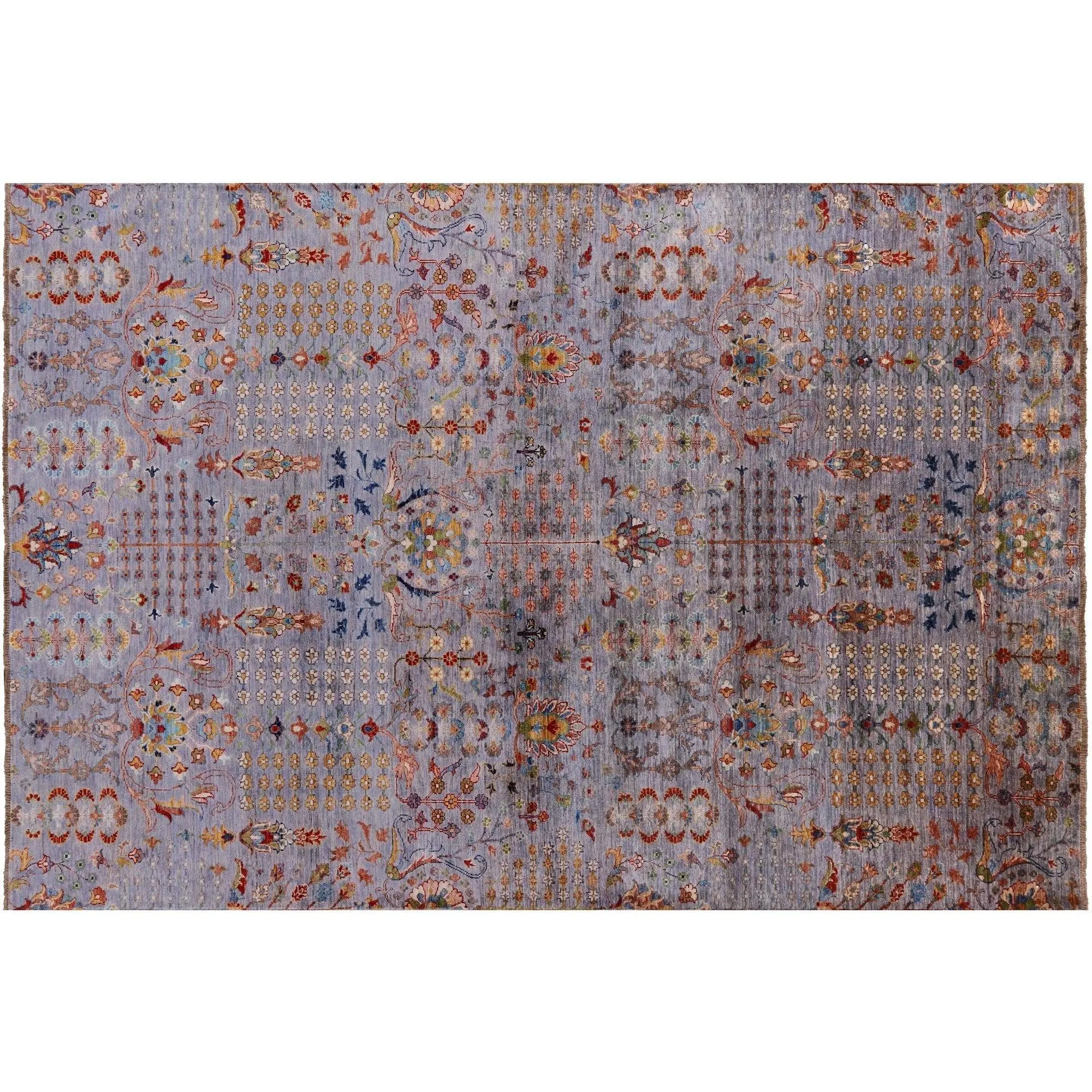 Grey 6' 7" X 9' 5" Handmade Persian Tabriz Rug - Q12182