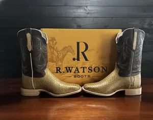 R. Watson Coral Exotic-style texture Square Toe Boots - Modern Stylish Design with Unique Coral  Material for Versatile Use