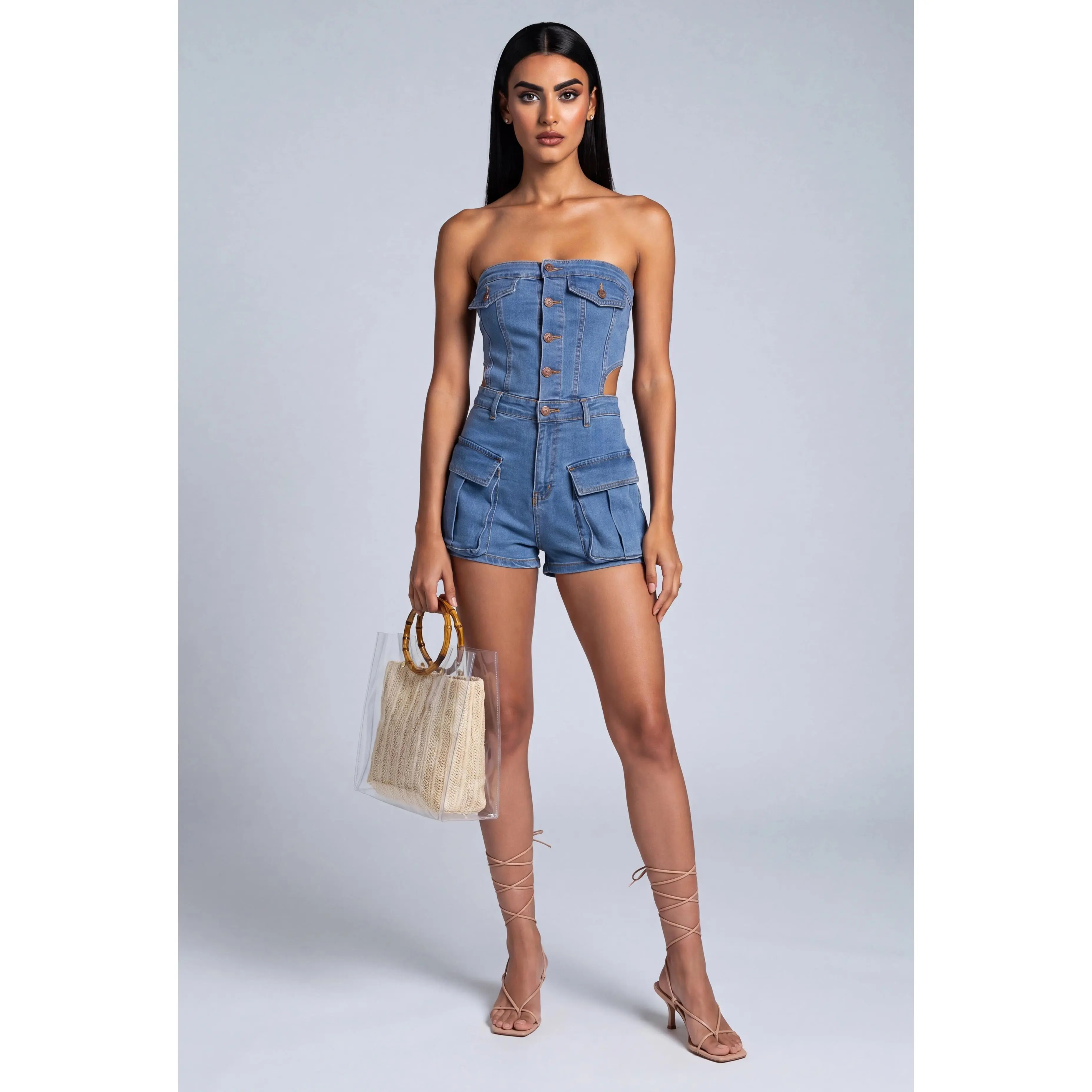 Denim Tube Romper