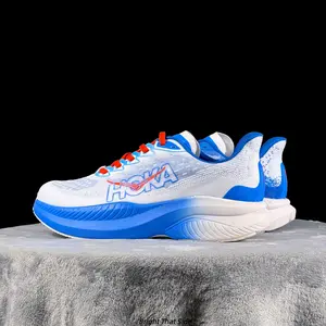 Two Tone White Gradient Blue Mesh Lightweight Training Sneakers Ultra Curved Thick Cushion Red Lace Breathable Non Slip Shock Absorbing Athletic Running Shoes Unisex
