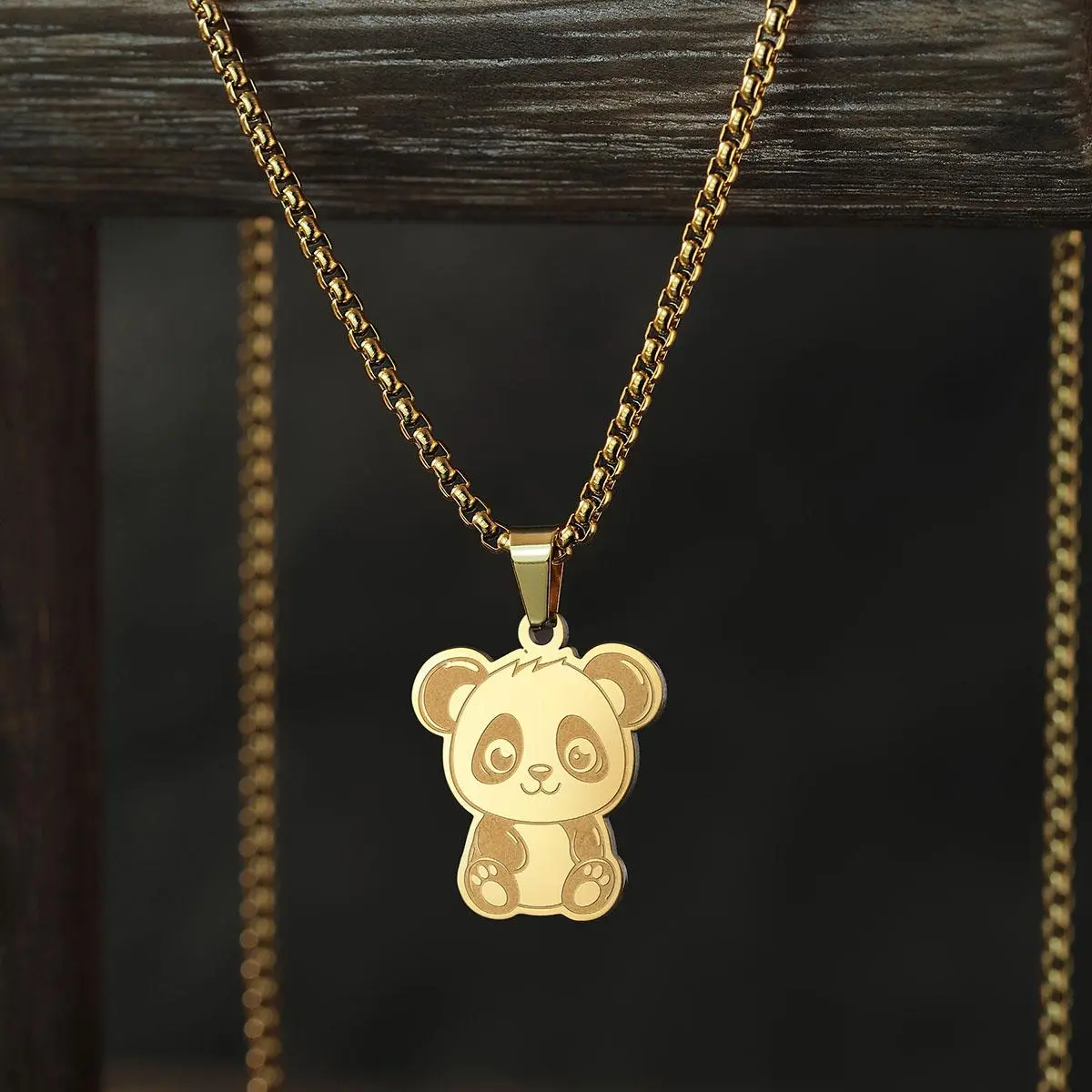Cute Panda Pendant Necklace for Women, Stainless Steel Animal Charm on a Casual Link Chain for Daily Wear, Everyday Use, Chain & Link