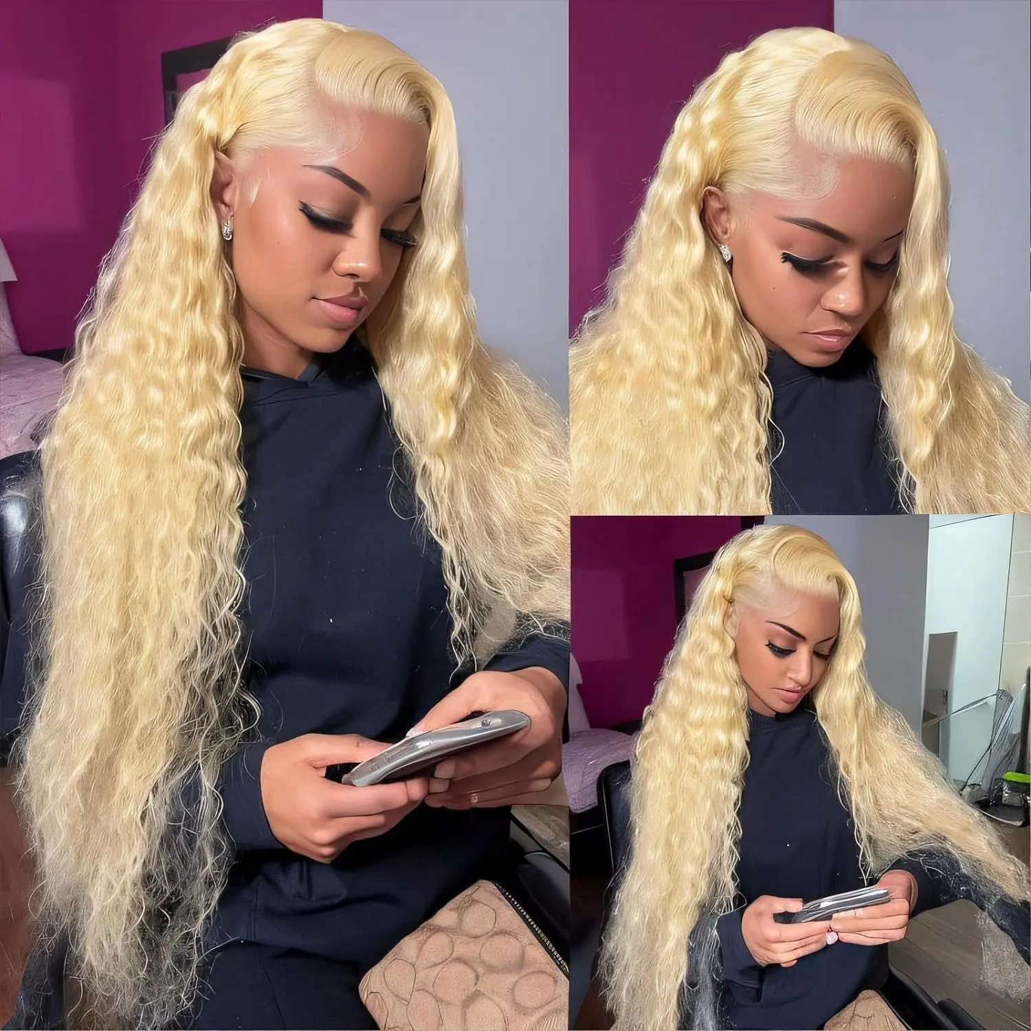 613 13x4 Deep Wave Blonde Lace Front Wigs 