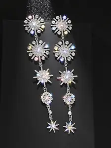 Elegant Snowflake Dangle Earrings for Women, Rhinestone Crystal Design, Perfect for Weddings Parties Evening Wear