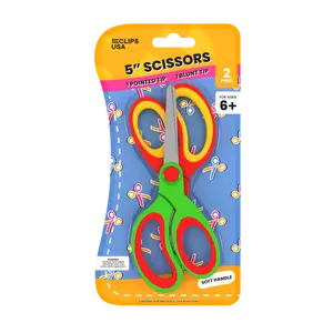 Kids Scissors - 1 Blunt Tip & 1 Pointed Tip, 6 Inches, Assorted Colors, 2 Pack
