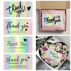 50pcs/pack 3.54*1.97inch Laser Reflective Thank You Cards, Gorgeous Thank You Love Business Cards, Wedding Holiday Gift Cards