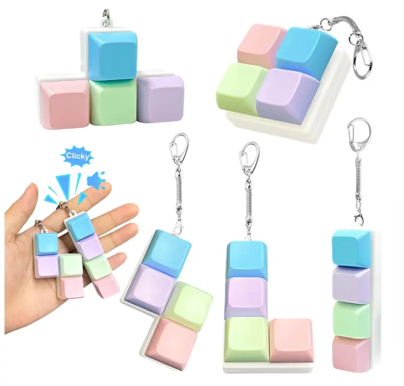 Keyboard Fidget Toy, Mechanical Key Board Button Clicker Keychain ...