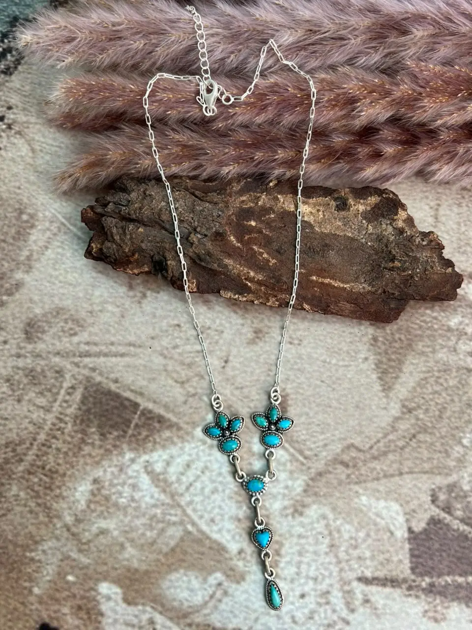 Handmade Sterling Silver Kingman Turquoise Necklace Signed Nizhoni