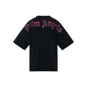 Palm Angels Doubled Logo Over Tee Black/Fuschia (men) by StockX