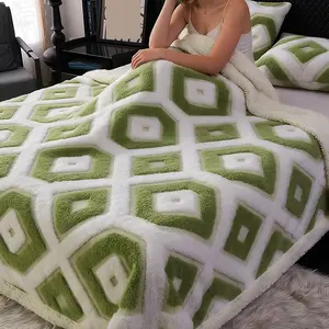 Modern Minimalist Geometric Pattern Plush Blanket, Ultra Soft Breathable, Multiple Colors, Bed Sofa Living Room, Summer Comfort Blanket