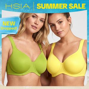 HSIA Joan Comfortzone Plus Size Unlined Full Coverage Minimizer Bra for Large Bust Women Underwire Support Seamless Naked Feel T Shirt Non-Padded Bra Instantly Slims 1 to 1.5 Cups Wider Cushioned Straps Anti Sag Smoothing Daily Lingerie