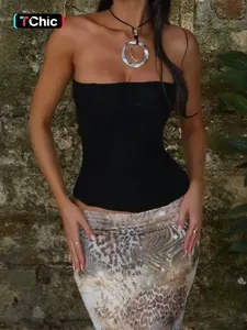 Women's Fishbone Support Structure Design Tube  Top, Fashionable Strapless Zipper Back Corset Top for Daily Wear, Trendy Casual Women's Top for All Seasons