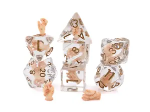 Dismembered Hand Resin DnD Dice Set: 7 Piece Macabre RPG Dice with Decomposing Palm & Body Part Designs for Dark Themes and Human Anatomy Fans