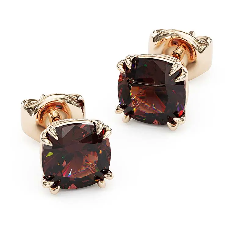 Jzora handmade 2ct D-coffee cushion cut vintage sterling silver earrings