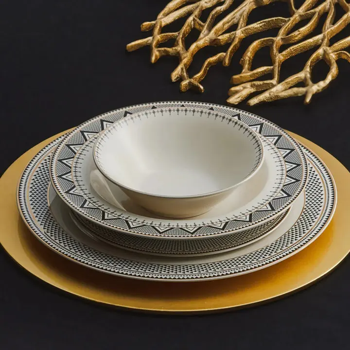 Karaca Globe 24-Piece Bone China Dinnerware Set for 6, Multicolor