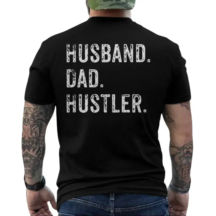 Men's Graphic Shirt with Hustler Back Print, Relaxed Fit Streetwear in Soft 100% Cotton Fabric, Menswear Gift for Valentines Day