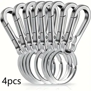 4 Pcs sturdy metal keychain sets, equipped with a Hook Carabiner and storage bag - vintage black zinc alloy, men's fashionable knotless accessory