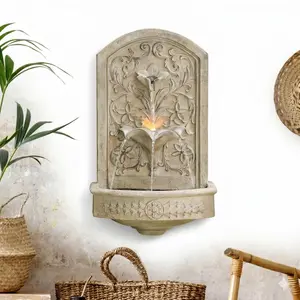 Wall-Mounted European Stone Water Fountain, Indoor-Outdoor Home & Garden Decor for Meditation Spaces