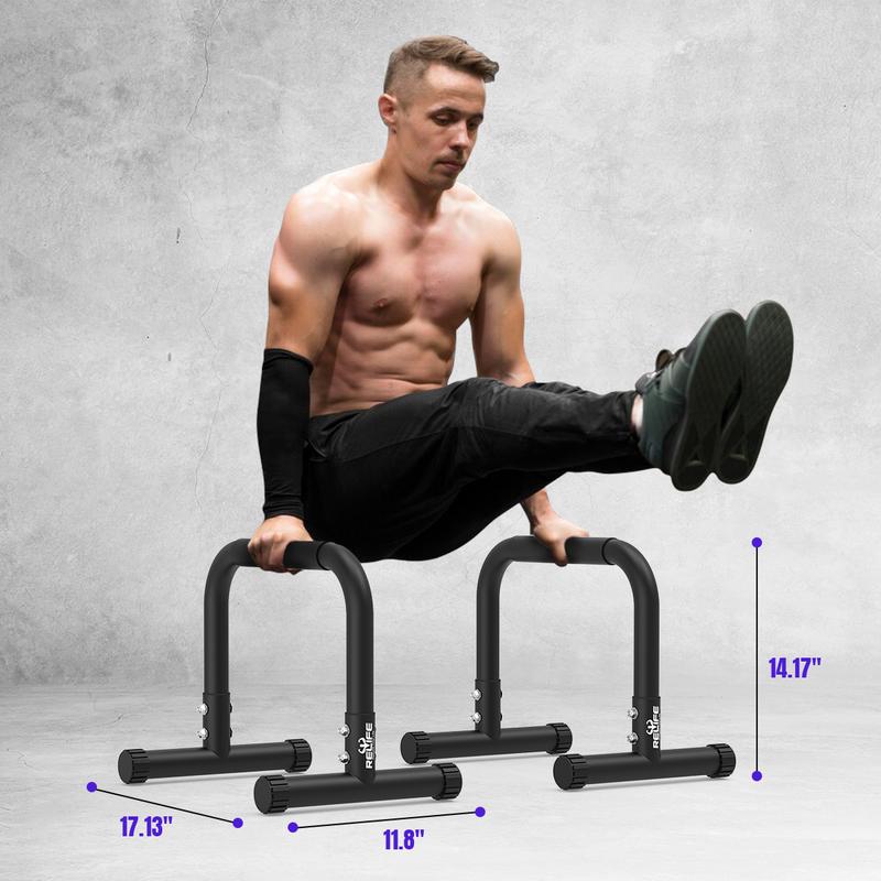 RELIFE REBUILD YOUR LIFE Push Up Bar & 14" High Parallettes Bars Dip Station with Foam Handles, No Wobbling Dip Bars for Handstand, L-Sit, Gymnastics