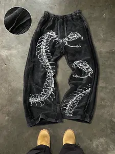 Men's Casual Loose Cotton Material Sports Pants, Snake Print Pattern, Street Style, Drawstring Waist, Ankle Length, All Seasons, Ideal Gift