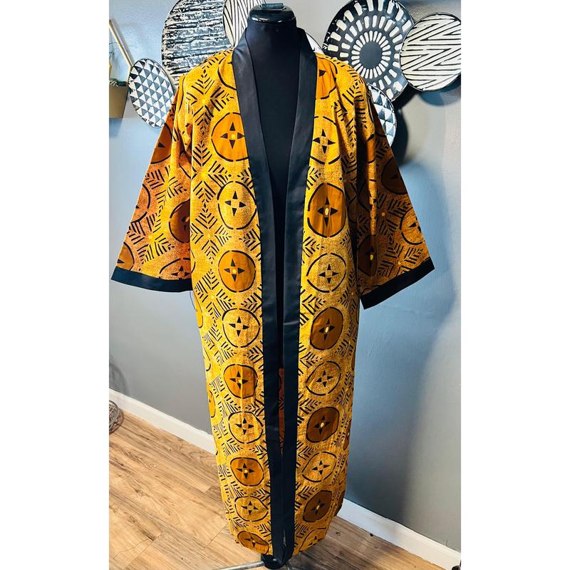 Kimono's/Dusters With Sleeves Fitted Ankara Prints All Seasons Casual Chic Dress Matching Belt Pockets Women's Clothes