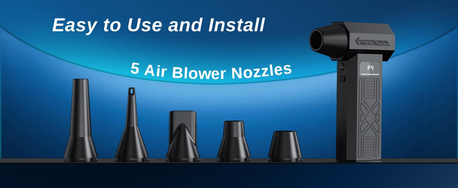 MiaEpic Cordless Air Duster - Rechargeable Lithium Battery Brushless Handheld High Speed Blower, Battery Operated Blower for Keyboard, PC Vents - 110000 RPM, 5 Nozzles, 4 Speeds, Fast Charging Turbofan Minijet