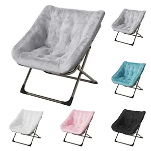 【GARVEE】Ultra Soft Faux Fur Saucer Chair, Collapsible Lounge Chair, No Assembly Accent Furniture, Solid Sturdy Frame, Comfort Rest Seat For Bedroom Living Room Small Space, Multiple Color Options