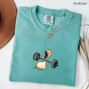 Comfort Colors Lifting Duck T-Shirt, Funny Gym Tee, Workout Animal Shirt, Weightlifting Humor TShirt, Fitness Gift for Him graphic vintage graphic tees
