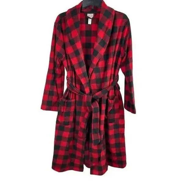 Adult Holiday Buffalo Check Plaid Fleece Matching Family Pajama Robe Wondersh L Fabric Womenswear