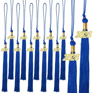 12-Pack Graduation Tassels with 2026 Year Charms Graduation Cap Tassel Decorations for High School and College Grad Caps Ceremony and Party Accessories Blue