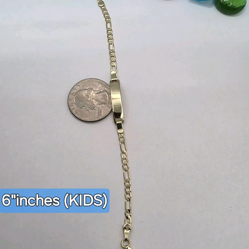 ID BRACELET figaro Style ENGRAVING AVAILABLE leave a note with the name  gold-plated 6"inches (kids) fashion creative jewelry designer Trendy Stack Bangle Non Tarnish