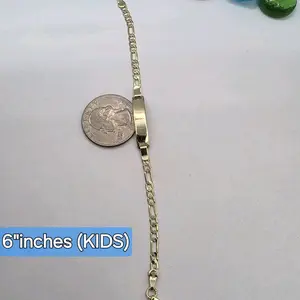 ID BRACELET figaro Style ENGRAVING AVAILABLE leave a note with the name  gold-plated 6"inches (kids) fashion creative jewelry designer Trendy Stack Bangle Non Tarnish