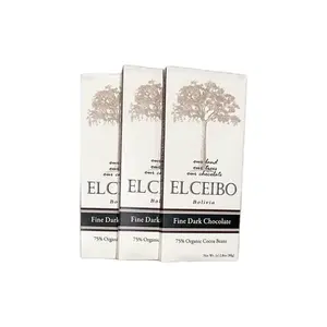 El Ceibo 75% fine dark chocolate plain (set of 3) Organic Low Sugar Natural Dairy Free Snack Dessert