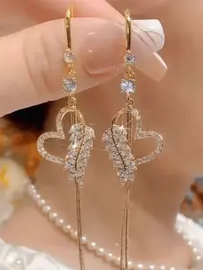 2026 New Heart Earrings with Wheat Sheaf Fringe, High-End Fashion Jewelry, Elegant and Stylish Ear Accessories, Perfect for Any Occasion