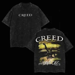 Creed Human Clay Washed T-Shirt, Double Printed Oversized Music Band Washed Tee, Rock Band Double Printed Washed Hoodie, Gift For Band Fan Crewneck Casual ICN