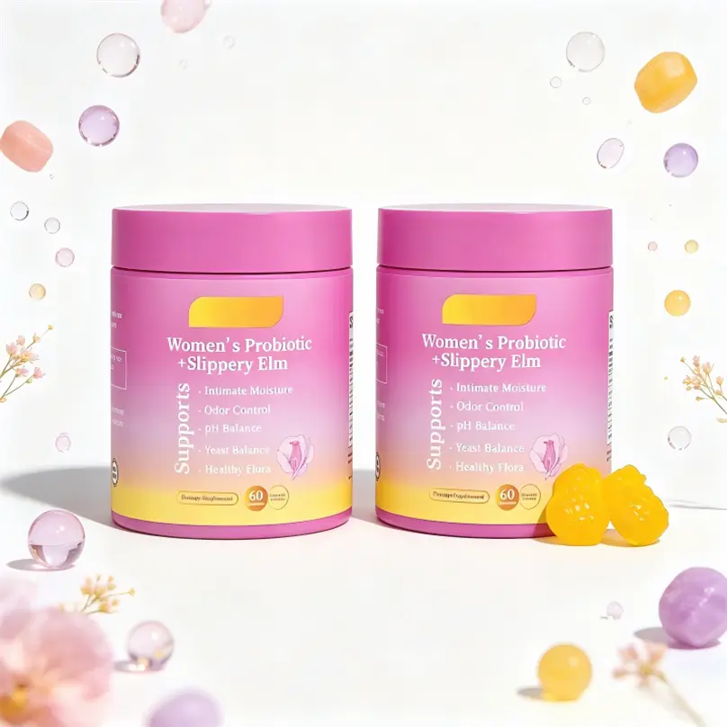 Feminine Probiotics Gummies - Pineapple Flavor, Prebiotic & Probiotic Blend with Slippery Elm, Supports pH Balance & Dryness Relief, Healthcare Dietary Supplement