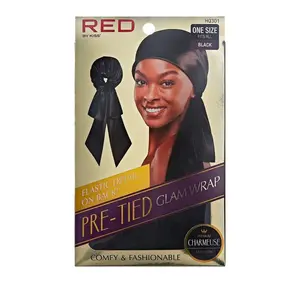 Red pre tied glam wrap scarf