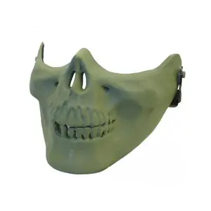 Airsoft Half Face Skull Mask - Green