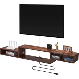 VEVOR Floating TV Stand, 47'' Wall Mounted TV Console Modern Floating Entertainment Center Under TV Shelf with Storage Cabinet, for Bedroom Living Room, WhiteVEVOR Super Brand Day