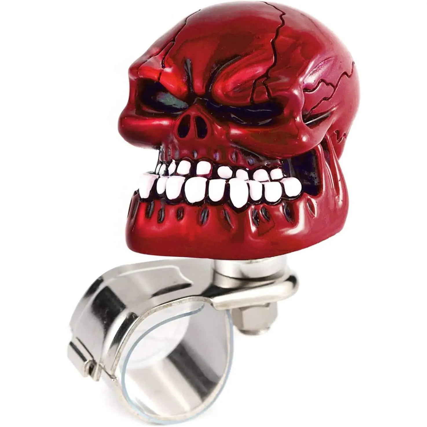 Red Skull Steering Wheel Spinner Knob - Power Turning Control Assist Grip Handle with Durable Material for Car Interior Fasteners & Clips
