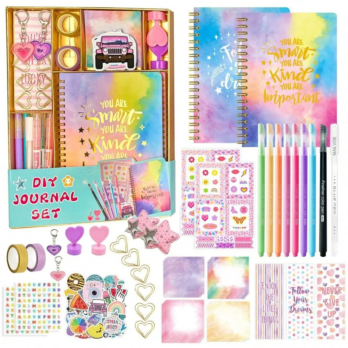 DIY Journal Kit Crafts for Girls Ages 8-14, Stationery & Diary Set with Stickers, Sticker Sheets, Scrapbook Page, Scrapbooking, Birthday Gifts for 8 9 10 11 12 13 14 Year Old Girl