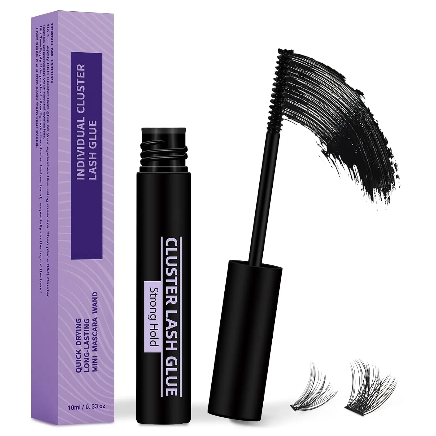 10ML Black Individual Cluster Lash Glue - Strong, Long-Lasting, Waterproof, Mild High-Adhesive Eyelash Bond for Personal DIY Eyelash Extension Beginners, Cosmetic