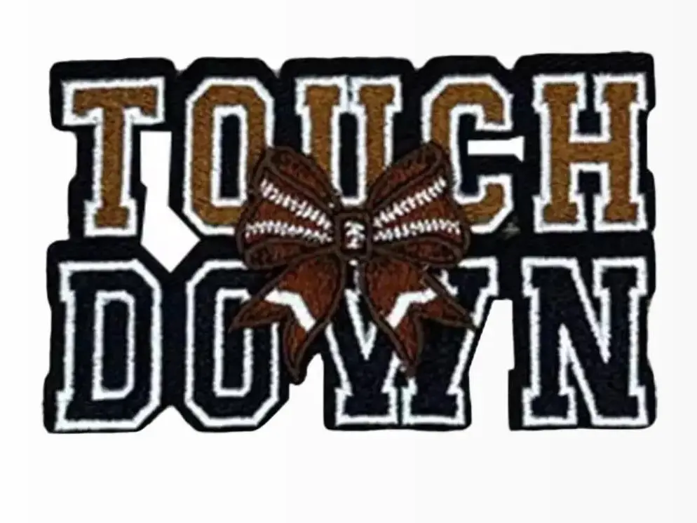 Chenille Football Logo Patch (6.50x11.0in) - Multi-Methods Application (Sew, Iron, Fabric Glue), Easy to Apply Sewing Supply with Instructions for Junk Clothes, Hats, Totes DIY Crafts