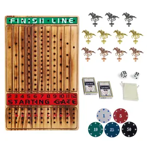 Horse Racing Game - Wooden Horse Race Board Game with 11 Luxury Metal Horses 2 Dice and 2 Cards，Fast-Paced Strategic for Family Night and Party - Perfect Birthday&Holiday Gifts