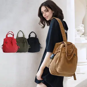 Women's Canvas Backpack with Adjustable Strap Casual Solid Color Rucksack - Ideal for Travel and Casual Outings