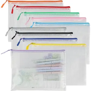 10 Pack 10 Colors Mesh Zipper Pouch Bags, B5 Size  Plastic Zipper Pouches for Board  Storage, Mesh Bags with Zipper for School Office  (B5 11.4 x 8.5 inch)