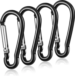 Flag Pole Ring Replacement Carabiner Clips | 4 Pcs Aluminum Alloy Flag Pole Clip Spring Snap Hooks for Grommeted Flag | Replaceable Flagpole Hardware Accessories for Any Flagpole Rings (Black)