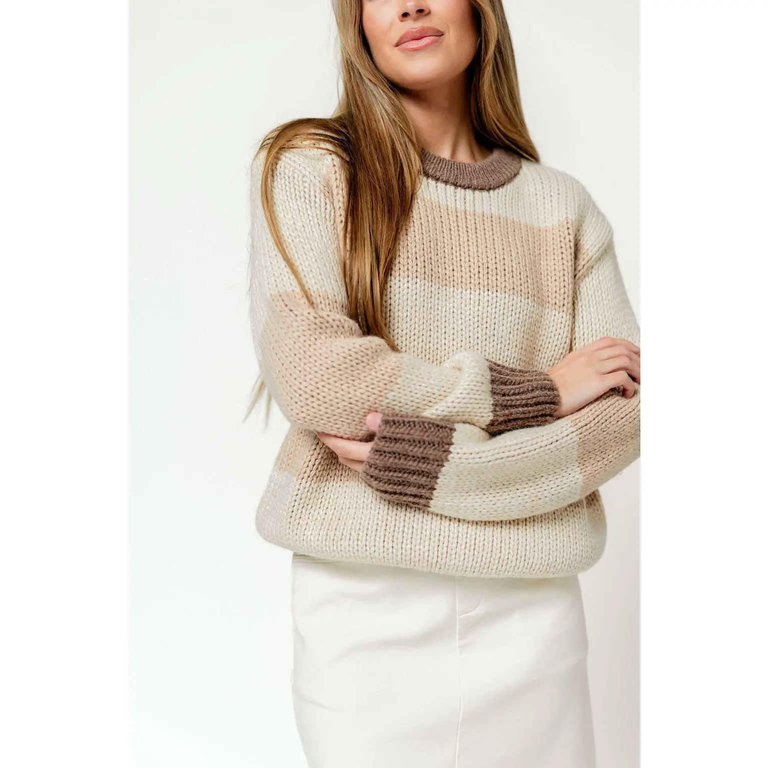 Petey Wide Stripe Sweater in Brown/Tan *Final Sale* Petey Wide Stripe Sweater in Brown/Tan *Final Sale*