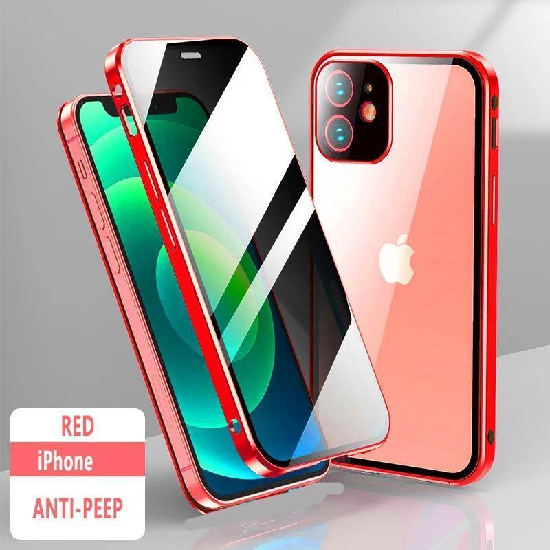 Magnetic Tempered Glass Privacy Phone Case For iphone 11 12 13 14 15 16 17 Pro Max X XR XS Max 360° Magnet Antispy Protect Cover