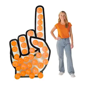 Foam Hand Cardboard Cutout Stand-Up with Orange Balloons Kit - 73 Pc.
