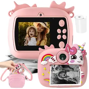 Kids Instant Print Camera - 48MP 1080P HD – 2.4" Screen & Selfie Mode,Unicorn & Dinosaur Digital Camcorder for Boys Girls Ages 3-12+, Funny Educational Gift for Mother's Day, Father's Day, Graduation & Back to School